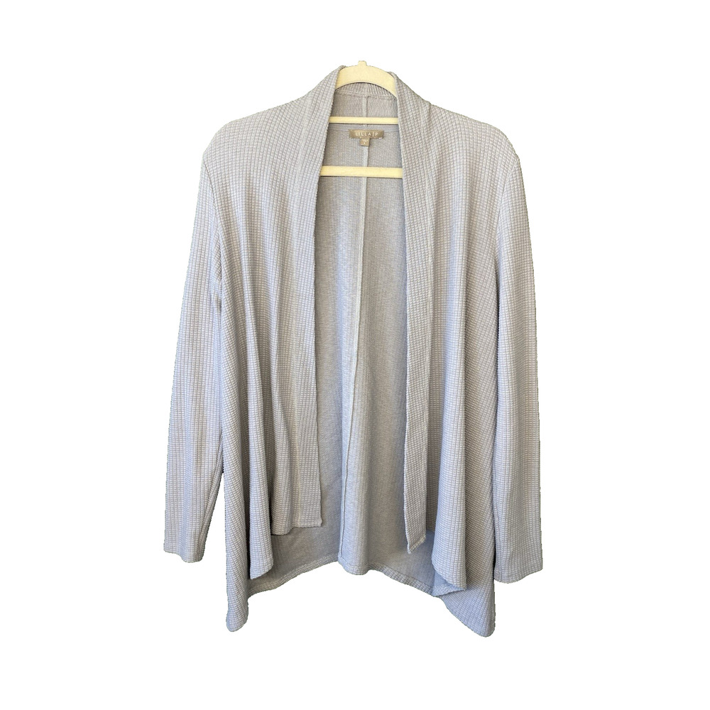 Lilla P Open Cardigan Womens Small Gray Gauze Cotton Coastal Comfy Long Sleeve